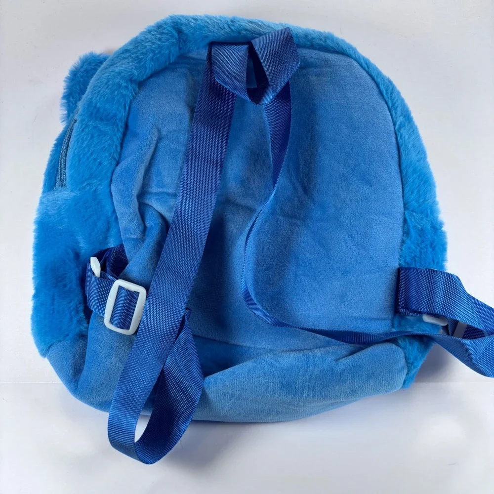 Disney Lilo & Stitch‎ Plush Mini Backpack Blue Fuzzy Embroidered Face Ears